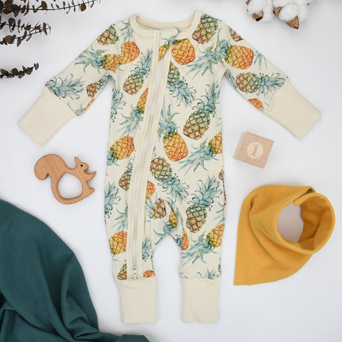 Organic Cotton Baby Pajamas 2-Way Zip Front Zipper Sleeper, Aloha Organic Earthy Clothing